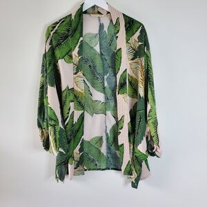 Soft Surroundings Green and Pink Floral Kimono S/M Lagen look